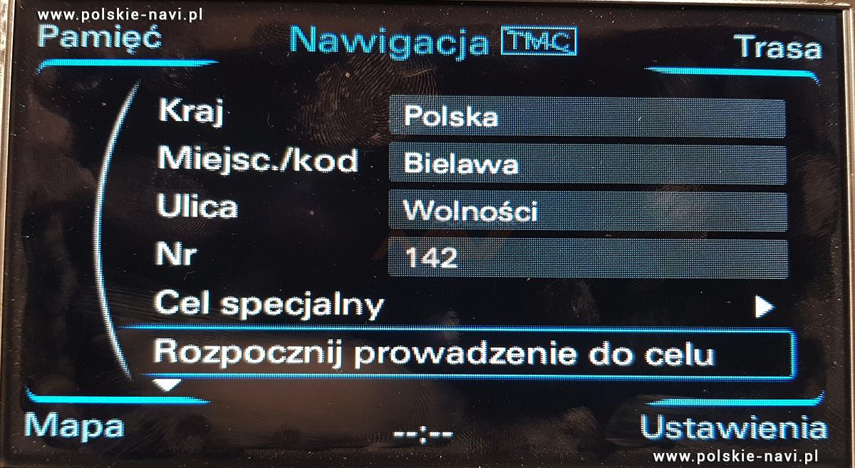 Audi RMC Tłumaczenie nawigacji - Polskie menu